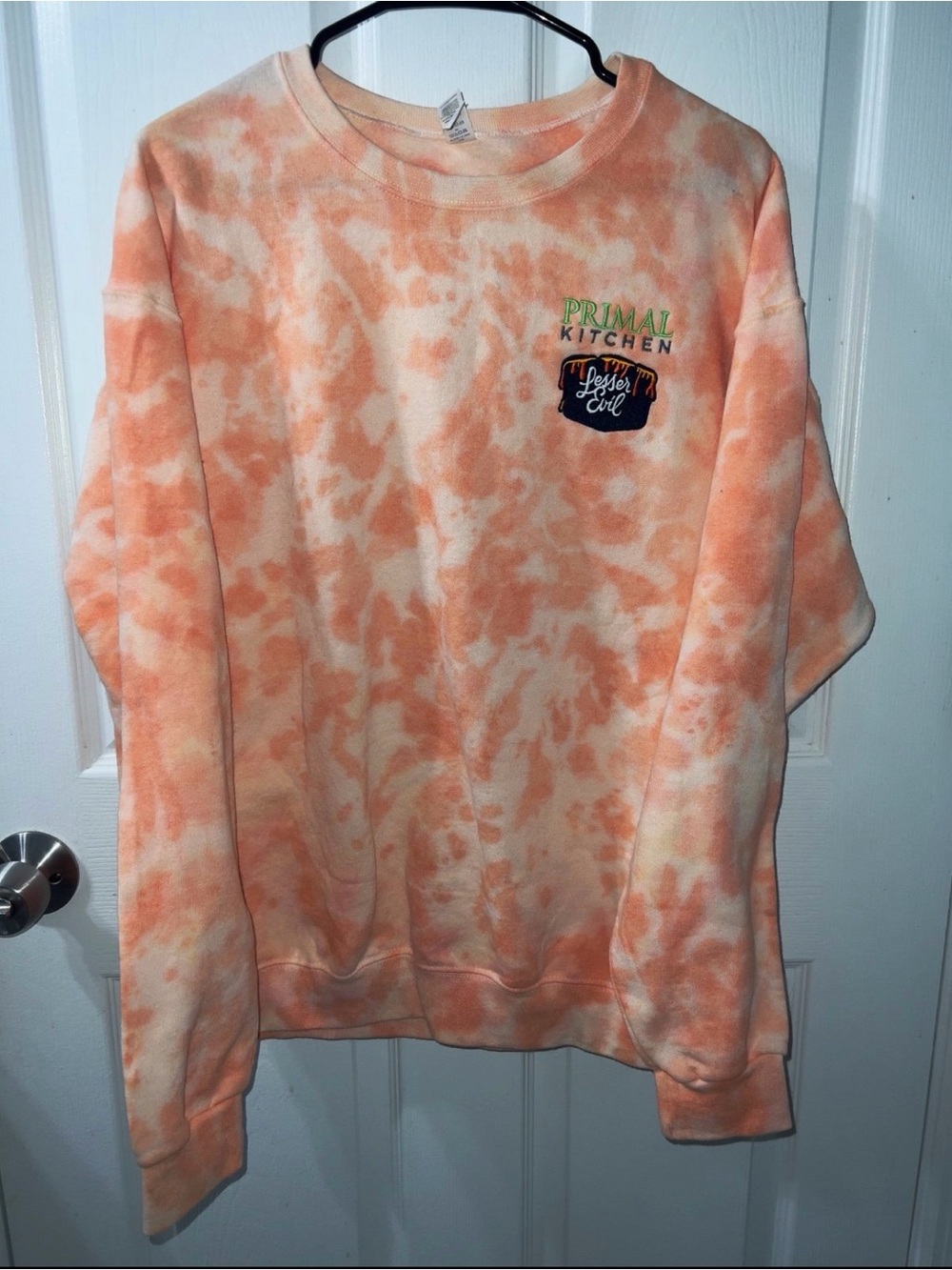 Limited Edition Oversized Orange Tie Dye Crewneck Embroidered Sweatshirt
